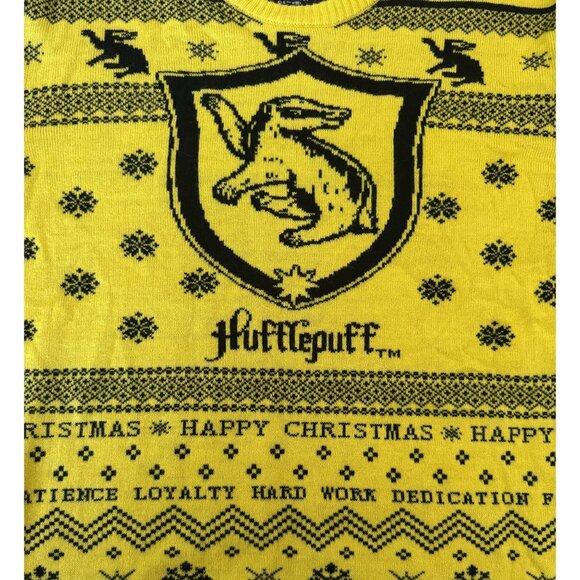 Harry Potter Hufflepuff Ugly Holiday Sweater - BoxLunch Exclusive MENS Sz Med - Picture 5 of 7